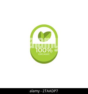 100 Organic Icon Modern Design. Nature Product Stock Vector