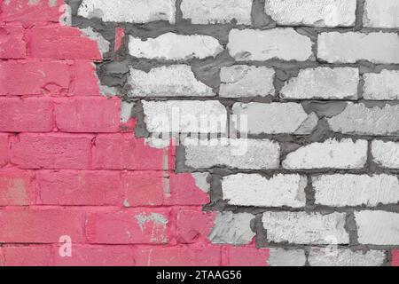 Old brickwork white silicate blocks cement color paint texture background wall. Stock Photo