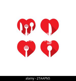 Love Food Icon Simple Design for your restaurant Stock Vector