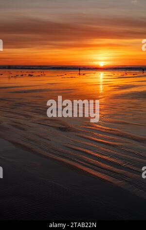 Golden sunset in Seaside, Oregon Stock Photo
