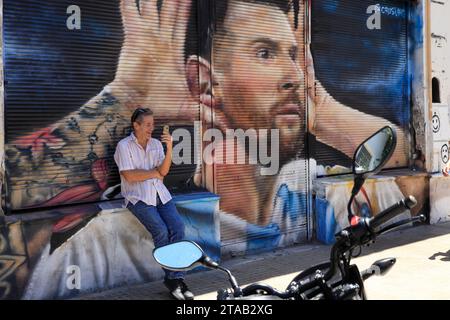 A mural of Lionel Messi in San Telmo Market.Buenos Aires.Argentina Stock Photo