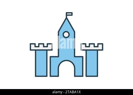castle icon. icon related to party a fairy tale or medieval-themed party. flat line icon style. simple vector design editable Stock Vector