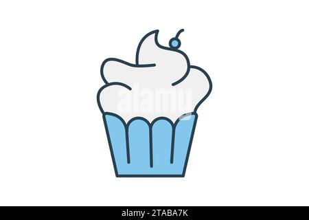 cup cake icon. icon related to party a baking or dessert-themed party. flat line icon style. simple vector design editable Stock Vector