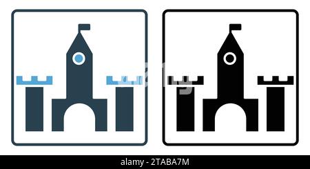 castle icon. icon related to party a fairy tale or medieval-themed party. solid icon style, duo tone. simple vector design editable Stock Vector