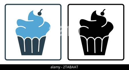 cup cake icon. icon related to party a baking or dessert-themed party. solid icon style, duo tone. simple vector design editable Stock Vector