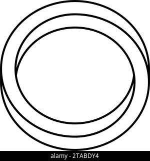 Impossible circle shape. Line optical line symbol. Outline mobius strip. Infinite loop object. Abstract unreal geometric form. Linear puzzle design element for logo, icon, label, tag. Vector sign Stock Vector