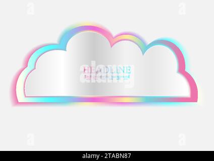 Colorful holographic cloud hi-tech abstract background. Vector cloud storage design Stock Vector