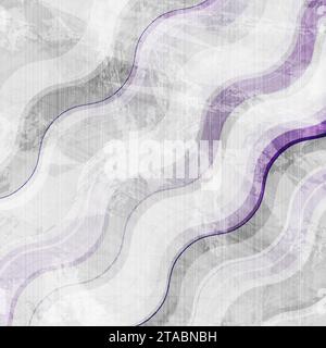 Violet and grey grunge wavy stripes abstract geometric tech background. Vector design Stock Vector