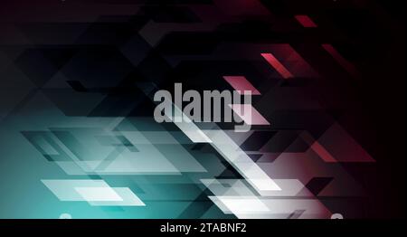 Dark blue and red hi-tech geometric abstract background. Vector design Stock Vector