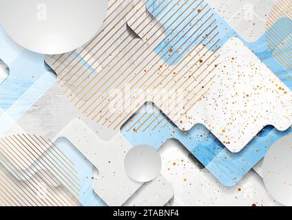 Abstract geometric tech background with circles, lines and dots. Grunge vector design Stock Vector