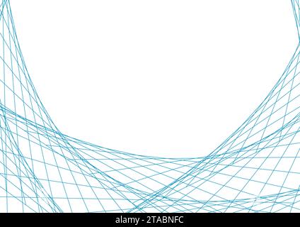Blue cyan minimal curved lines abstract futuristic tech background. Vector digital design Stock Vector