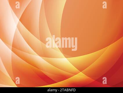 Bright orange glossy waves abstract elegant background. Vector design Stock Vector