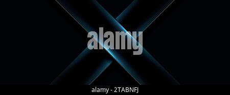 Black abstract corporate frame banner with blue glowing light. Vector background Stock Vector