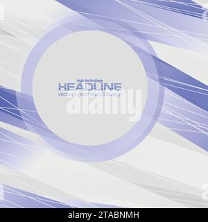Hi-tech abstract geometric background with stripes and lines. Violet and grey vector design Stock Vector