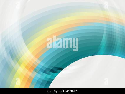 Blue and orange glossy waves abstract concept background. Vector design Stock Vector