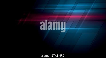 Glowing blue red shiny geometric tech abstract background. Vector design Stock Vector