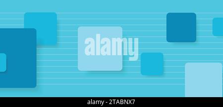 Blue cyan abstract minimal background with squares. Geometric vector design Stock Vector