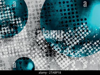 Grunge abstract tech backgroud with 3d geometric spheres. Vector design Stock Vector