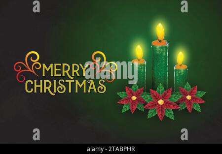 Merry Christmas Background captures the holiday spirit with twinkling lights, festive decorations, and the warm glow of candles. Stock Vector