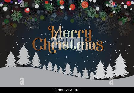 Merry Christmas Background captures the holiday spirit with twinkling lights, festive decorations, and the warm glow of candles. Stock Vector
