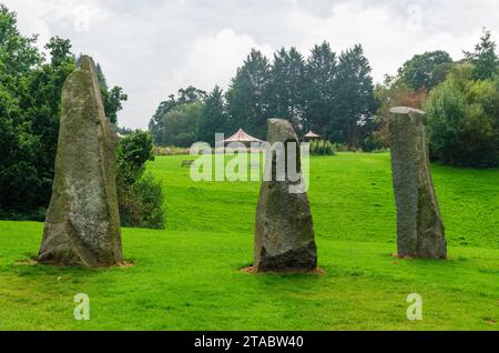 Belfast County Down Northern Ireland, July 01 2023 - Stone pillars on the edge of the rose garden in Sir Thomas and Lady Dixon park Stock Photo