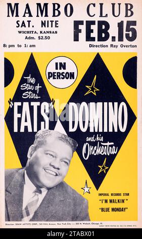 Fats Domino 1958 Mambo Club, Wichita, Kansas, Rock and Roll Concert Poster Stock Photo