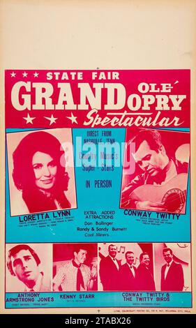 Loretta Lynn & Conway Twitty 1971 Grand Ole' Opry Spectacular - Vintage Country Concert Poster Tour Stock Photo