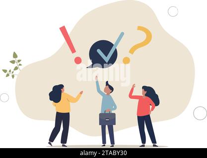 FAQ, question and answer, solution to solve problem, business advice or help and support service, communication or team brainstorm concept. Stock Vector