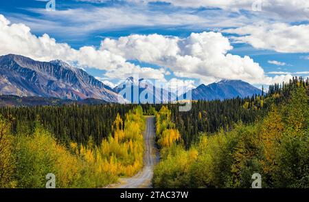 Nabesna Road and the Nutzotin Mountains, Wrangell-St. Elias National Park, Alaska Stock Photo