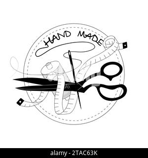 Hand made label monochrome icon vector Stock Vector