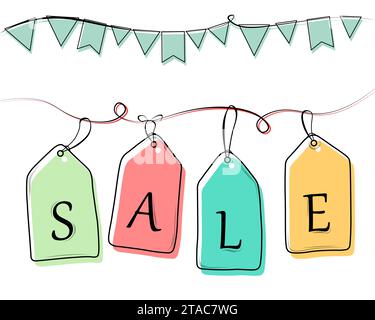 Vector hand drawn sale tags Stock Vector