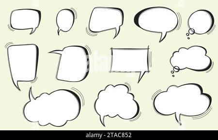 Set hand drawn speech bubble or chat bubble. Stock Vector