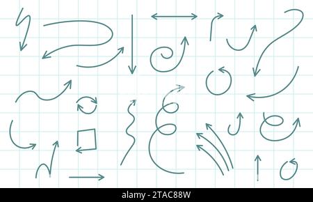 Isolated vector hand drawn arrows set on a white background Stock Vector