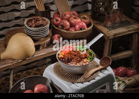 A bowl of Duck Feet (claws) rice noodles Stock Photo