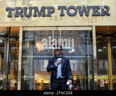 NEW YORK, NEW YORK - NOV 10, 2011: Entrance to Trump Tower on 56th street and 5th avenue in Manhattan. Stock Photo