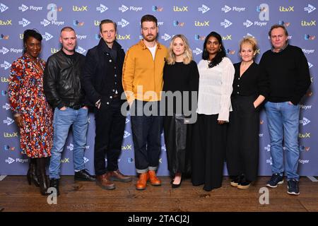 London, UK. 30 November 2023. The cast pictured at the launch of new ITV AND ITVX drama After The Flood, at The Soho Hotel in London. Photo credit should read: Matt Crossick/Empics/Alamy Live News Stock Photo