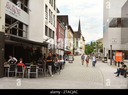 Vaduz, Liechtenstein - June 02, 2017: People in the centre of Vaduz, Lichtenstein. Stock Photo