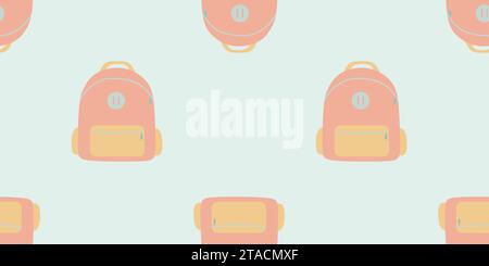 Hand drawn backpack or School bag seamless pattern. Vector flat or cartoon illustration. Ideal for fabric, Wrapping paper, t-shirt, textile, poster, c Stock Vector