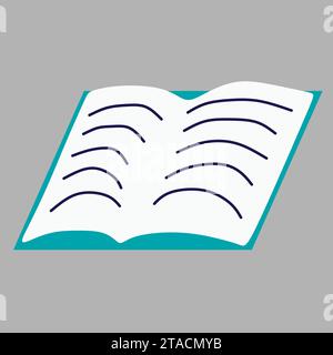 Cartoon opened Book icon. Vector illustration isolated on white background. Trendy Flat style for graphic design, Web site. Simple stylized object for Stock Vector