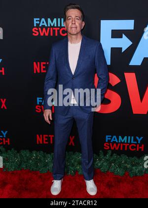 LOS ANGELES, CALIFORNIA, USA - NOVEMBER 29: American actor and comedian Ed Helms arrives at the Los Angeles Premiere Of Netflix's 'Family Switch' held at AMC The Grove 14 on November 29, 2023 in Los Angeles, California, United States. (Photo by Xavier Collin/Image Press Agency) Stock Photo