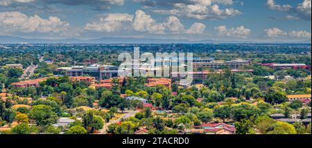 Gaborone aerial view of city skyline with the stadium and the university Stock Photo