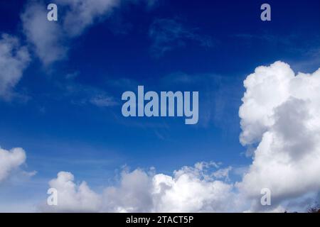 blue sky with cumulo nimbus clouds background Stock Photo
