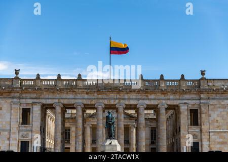 A view of the Capitolio Nacional / National Capitol at Plaza de Bolivar in Bogotá, Colombia Stock Photo