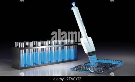 ELISA or enzyme-linked immunosorbent assay used in scientific research batch 3d rendering Stock Photo