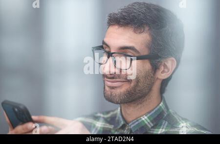 close up. a business man uses his smartphone Stock Photo