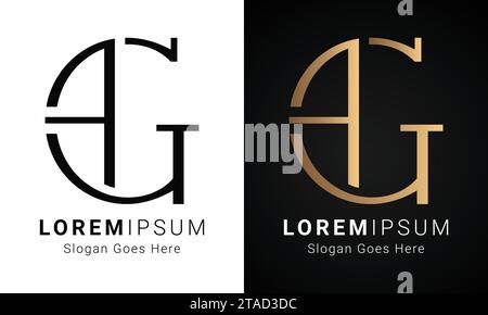 Luxury Initial GF or FG Monogram Text Letter Logo Design Stock Vector