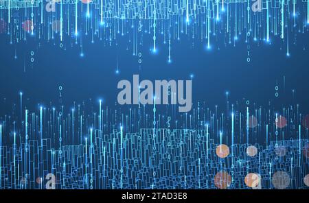Big Data. Abstract digital futuristic vector illustration on technology background. Data mining and management concept. Hand drawn art. Stock Vector