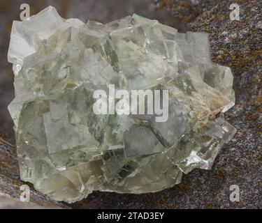 Detailed Macro View Displaying Fluorite Mineral's Intricate Crystal Formations Stock Photo