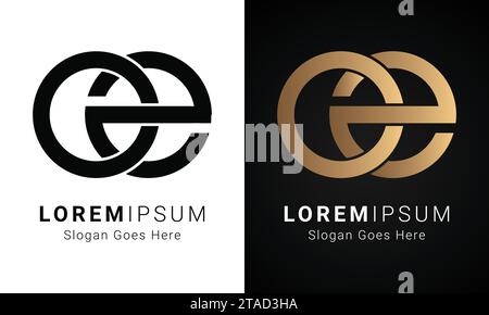 Luxury Initial EO or OE Monogram Text Letter Logo Design Stock Vector
