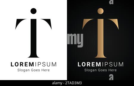 Luxury Initial IT or TI Monogram Text Letter Logo Design Stock Vector
